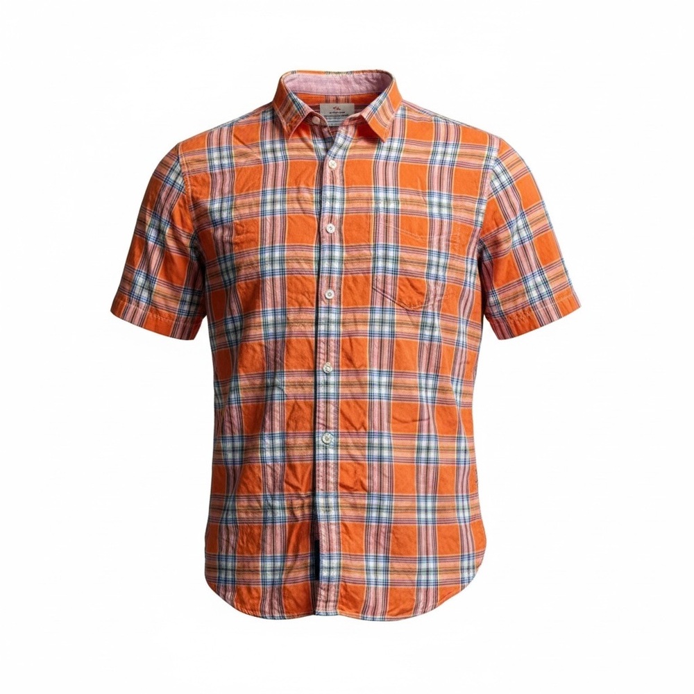 Tommy Bahama Jeans Men’s  plaid short sleeve shirt orange/blue Size XL